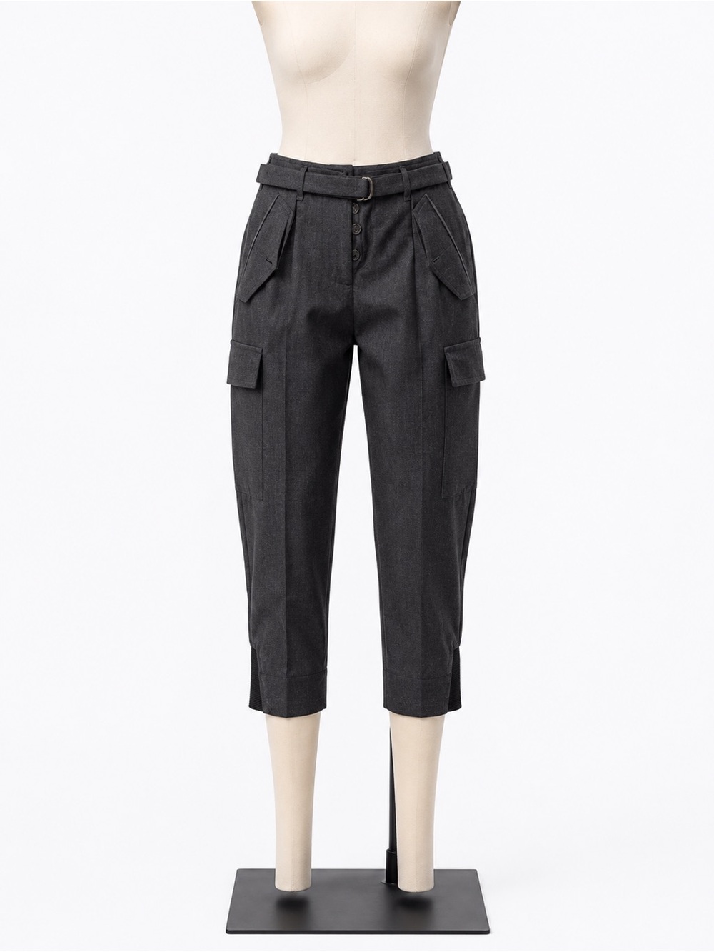 Stella McCartney Black Cropped Cargo Trousers